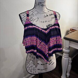 Torrid Pink & Purple Tie-Dye Flounce Bikini Top *Brand New, Never Worn* 2X